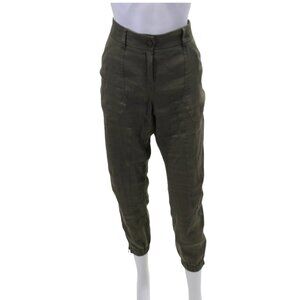 Veronica Beard Womens Zip Button Lined Cuff Bottom Casual Pants Green Size 6